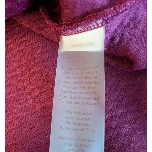 Calia by Carrie Underwood Textured Cowl Neck Sweatshirt Top Burgundy Size Large - Picture 8 of 9